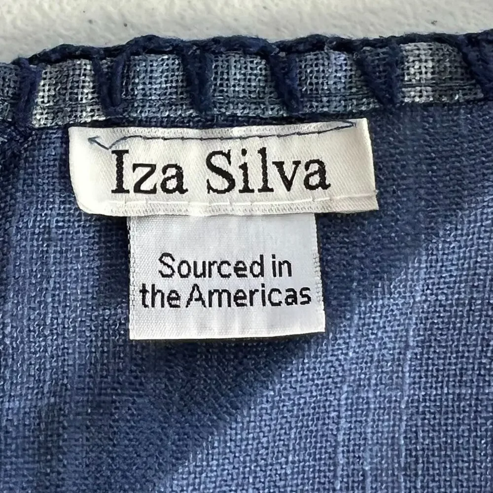 Iza Silva Indigo Blue Stripe Table Napkins Set of 2 Linen Blend 20
